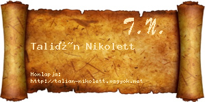 Talián Nikolett névjegykártya